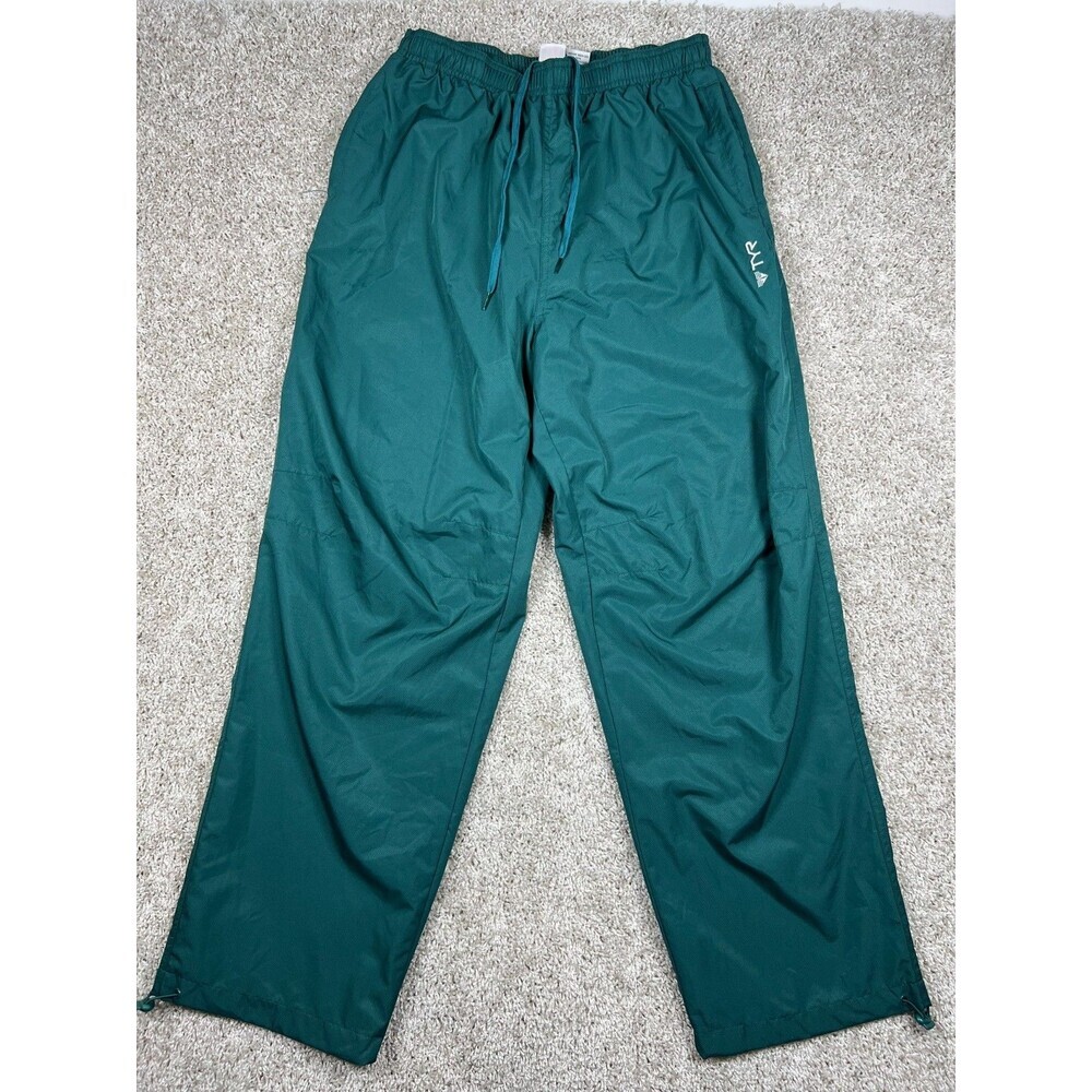 Vintage TYR Track Pants Mens Medium Green Nylon Windbreaker Y2K